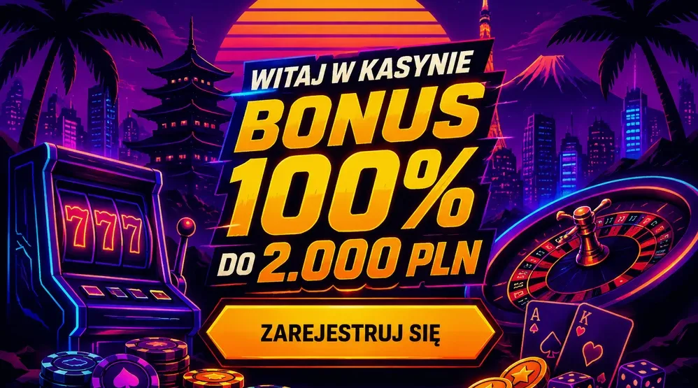 futurystyczne logo kasyna na tle neonowego Tokio
